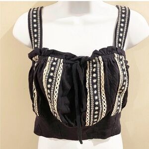 Free People Hill Top Crop Tank Blue Size Large